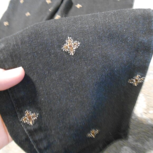 Free People Black Denim With Gold Thread Stars Overalls - Picture 2 of 12